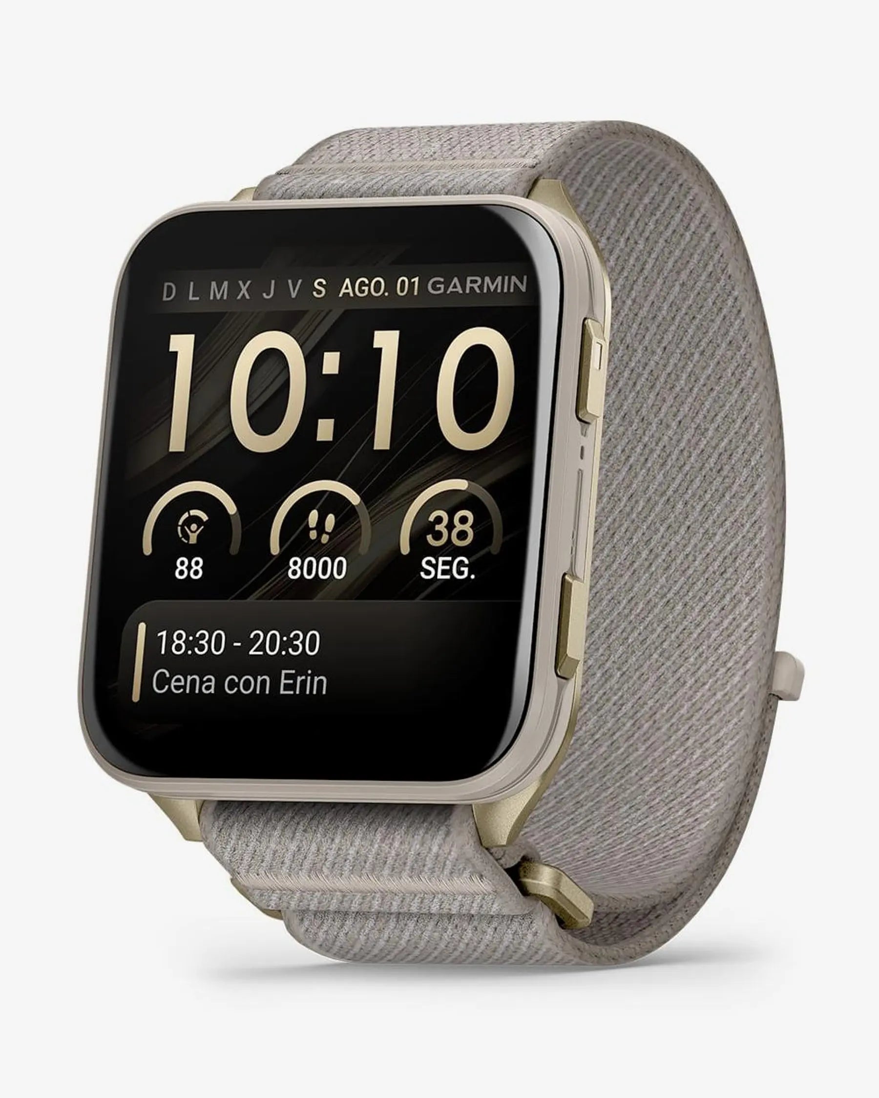 Garmin Venu X1 Gold mit grauem Armband
