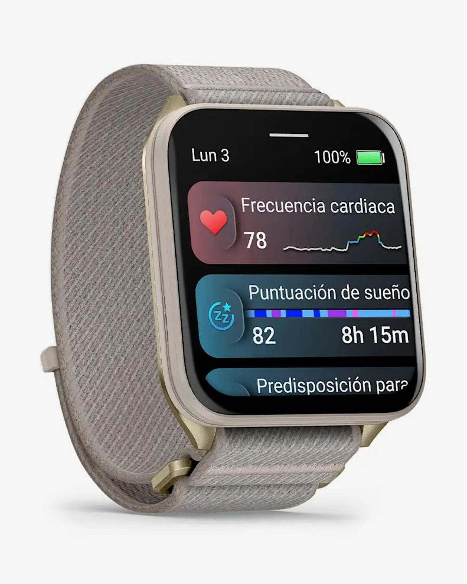 Garmin Venu X1 Gold mit grauem Armband