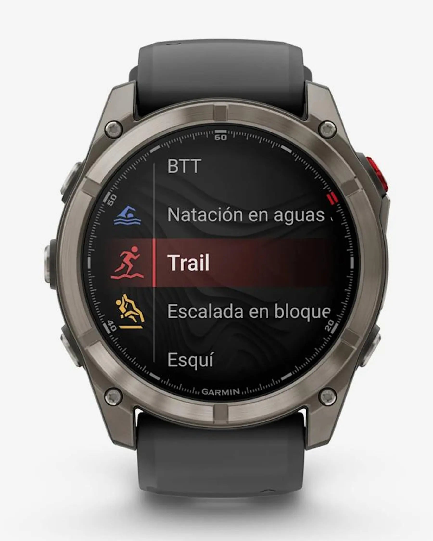 Garmin Fenix 8 Pro AMOLED Sapphire 51 mm in Titangrau-Silber mit schwarz-grauem Armband