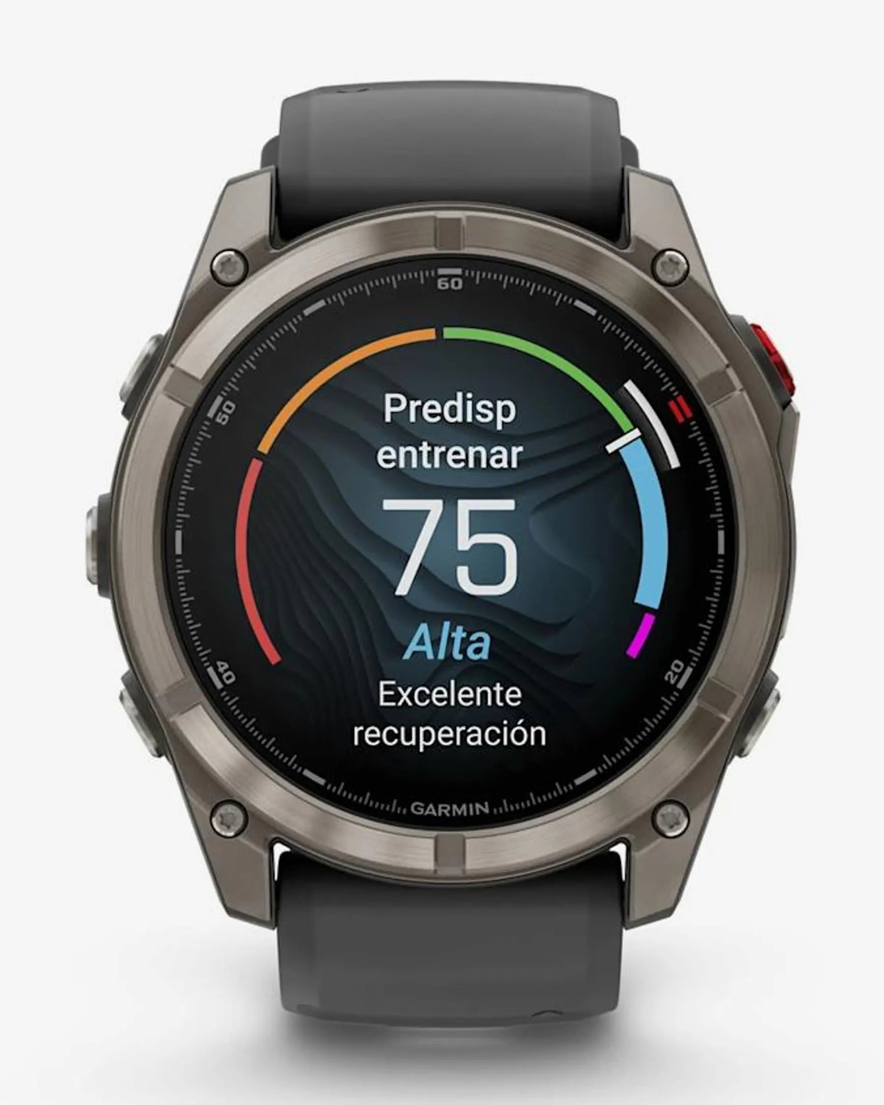 Garmin Fenix 8 Pro AMOLED Sapphire 51 mm in Titangrau-Silber mit schwarz-grauem Armband
