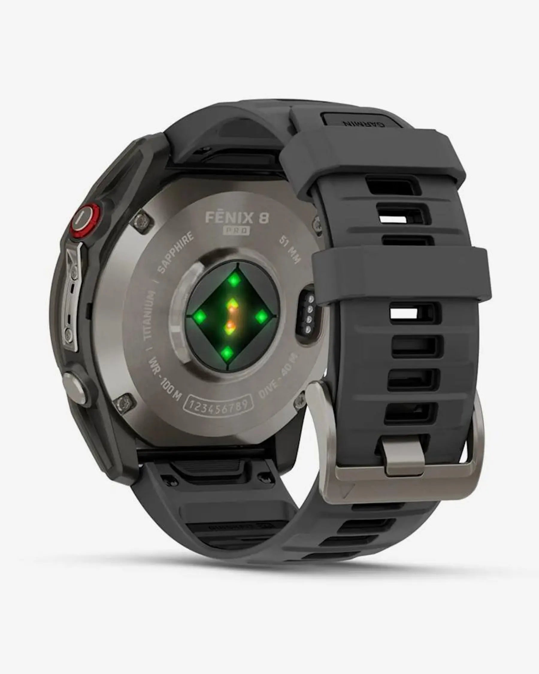 Garmin Fenix 8 Pro AMOLED Sapphire 51 mm in Titangrau-Silber mit schwarz-grauem Armband