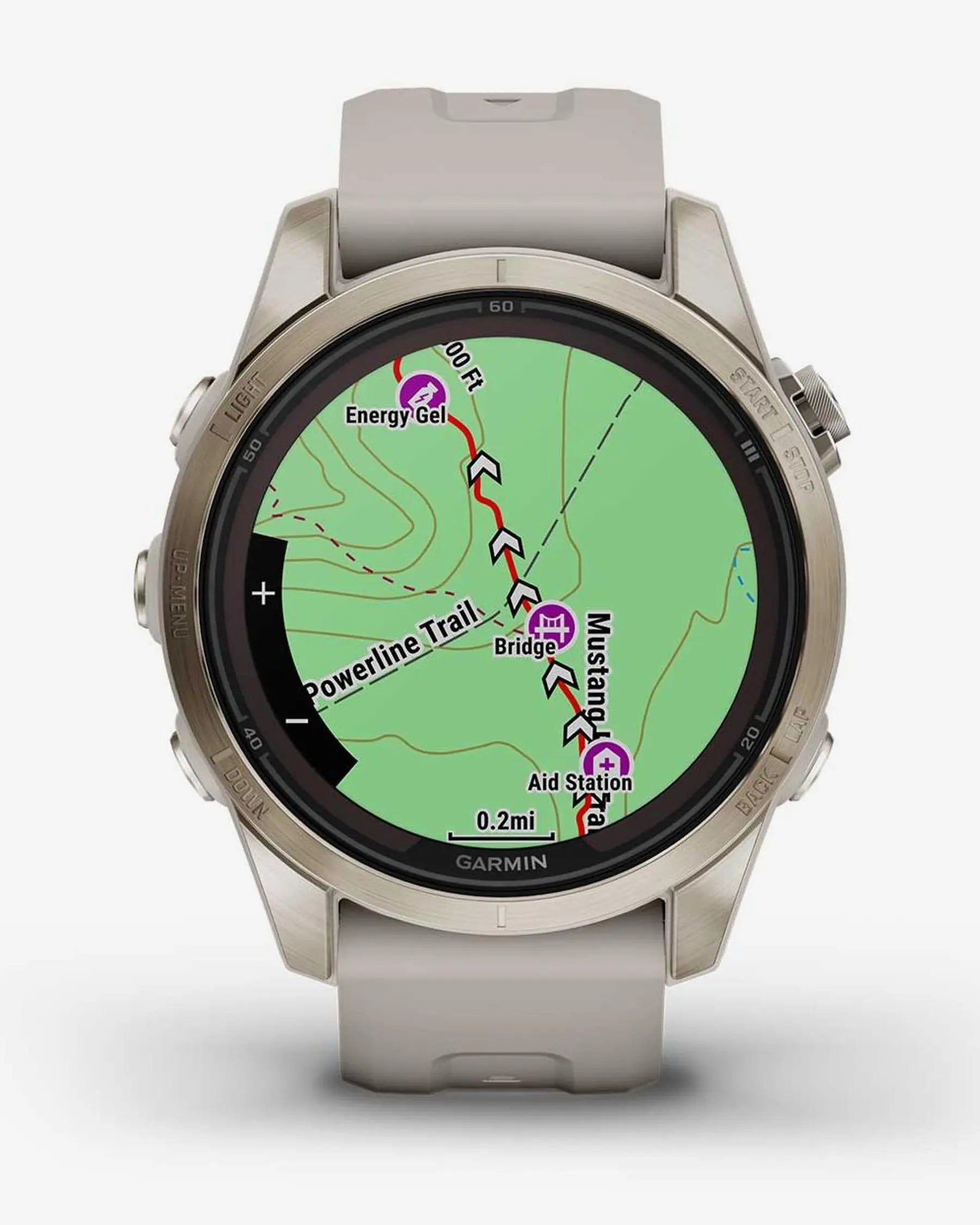 Garmin Fenix 7S Pro Sapphire Solar Gold mit beigem Armband