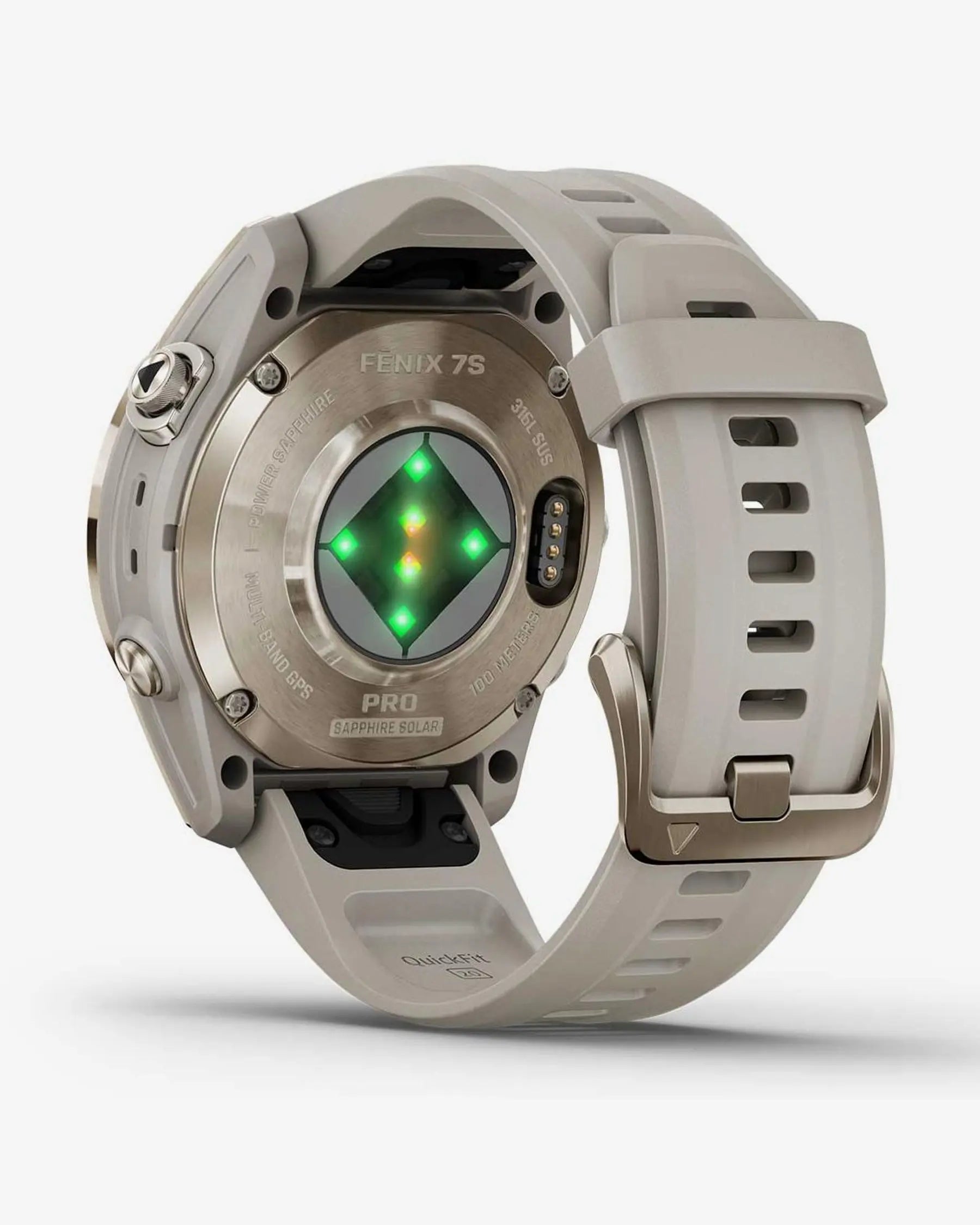 Garmin Fenix 7S Pro Sapphire Solar Gold mit beigem Armband
