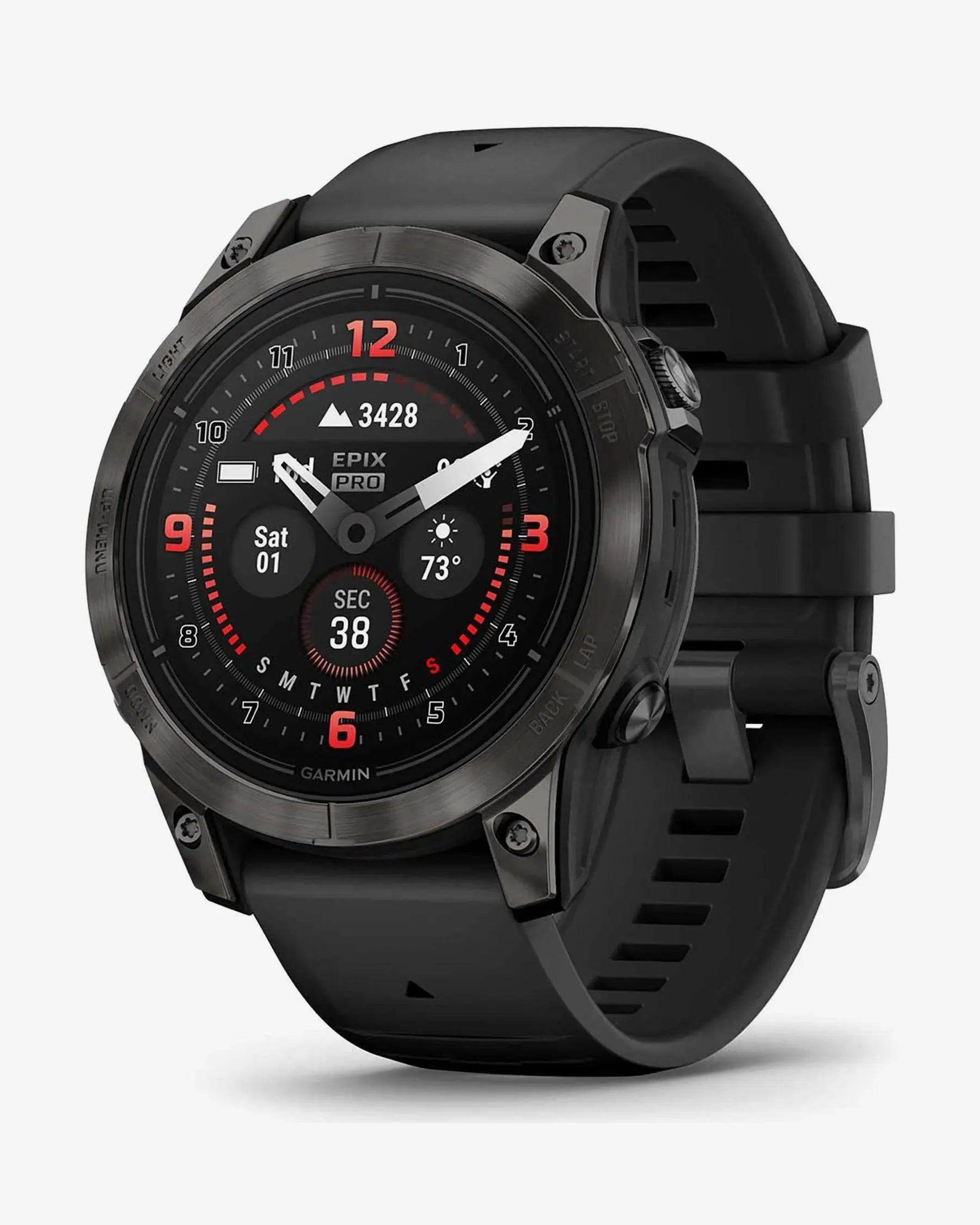 Garmin EPIX 2 PRO Saphirglas, 47 mm, Titan DLC, Carbongrau, Schwarzes Armband