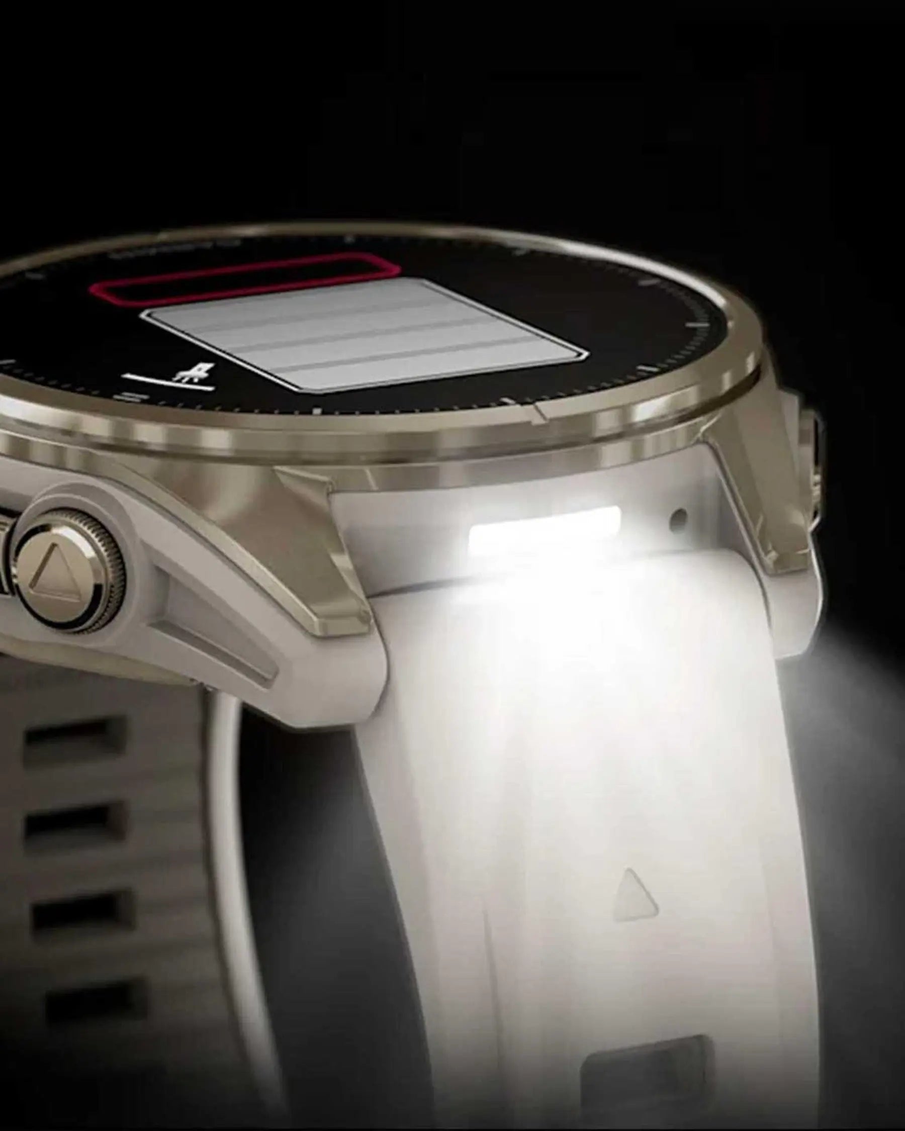 Garmin Fenix 8 AMOLED Saphirglas 43 mm Gold mit beigem Armband