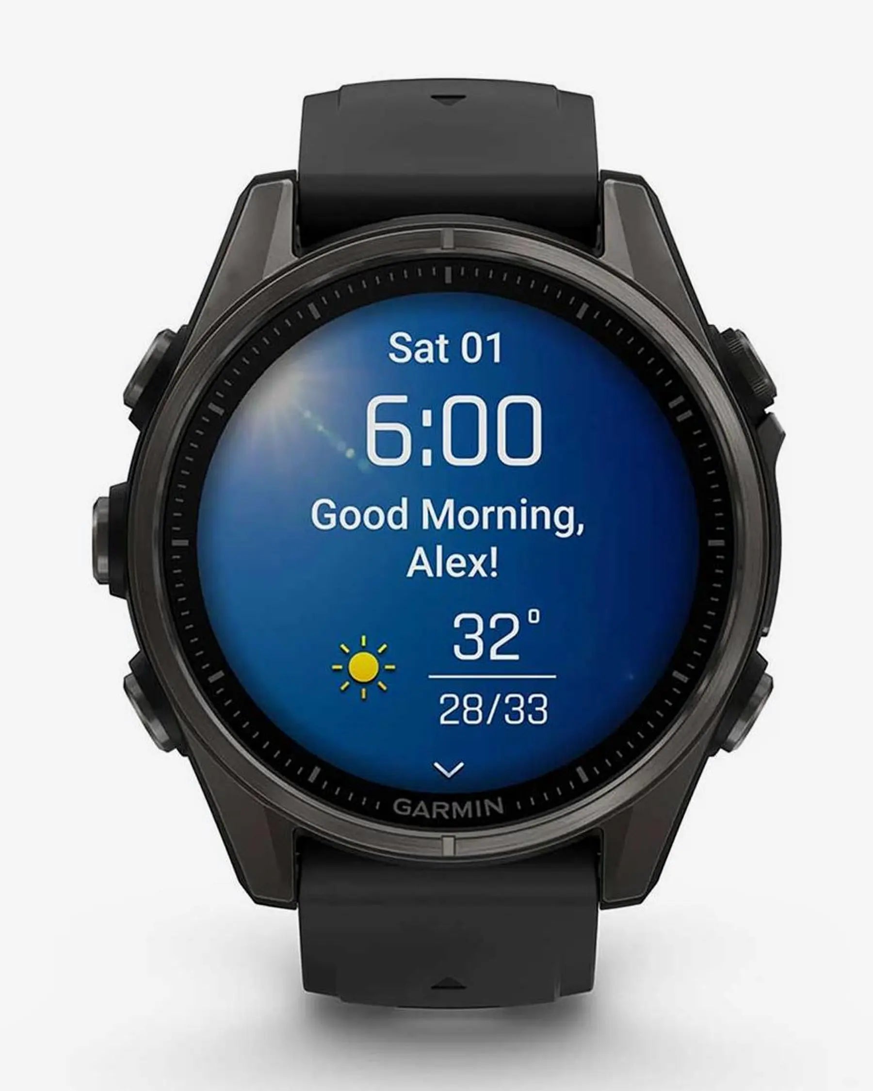 Garmin Fenix 8 AMOLED Saphirglas 43 mm Titan Carbon Grau Schwarzes Armband