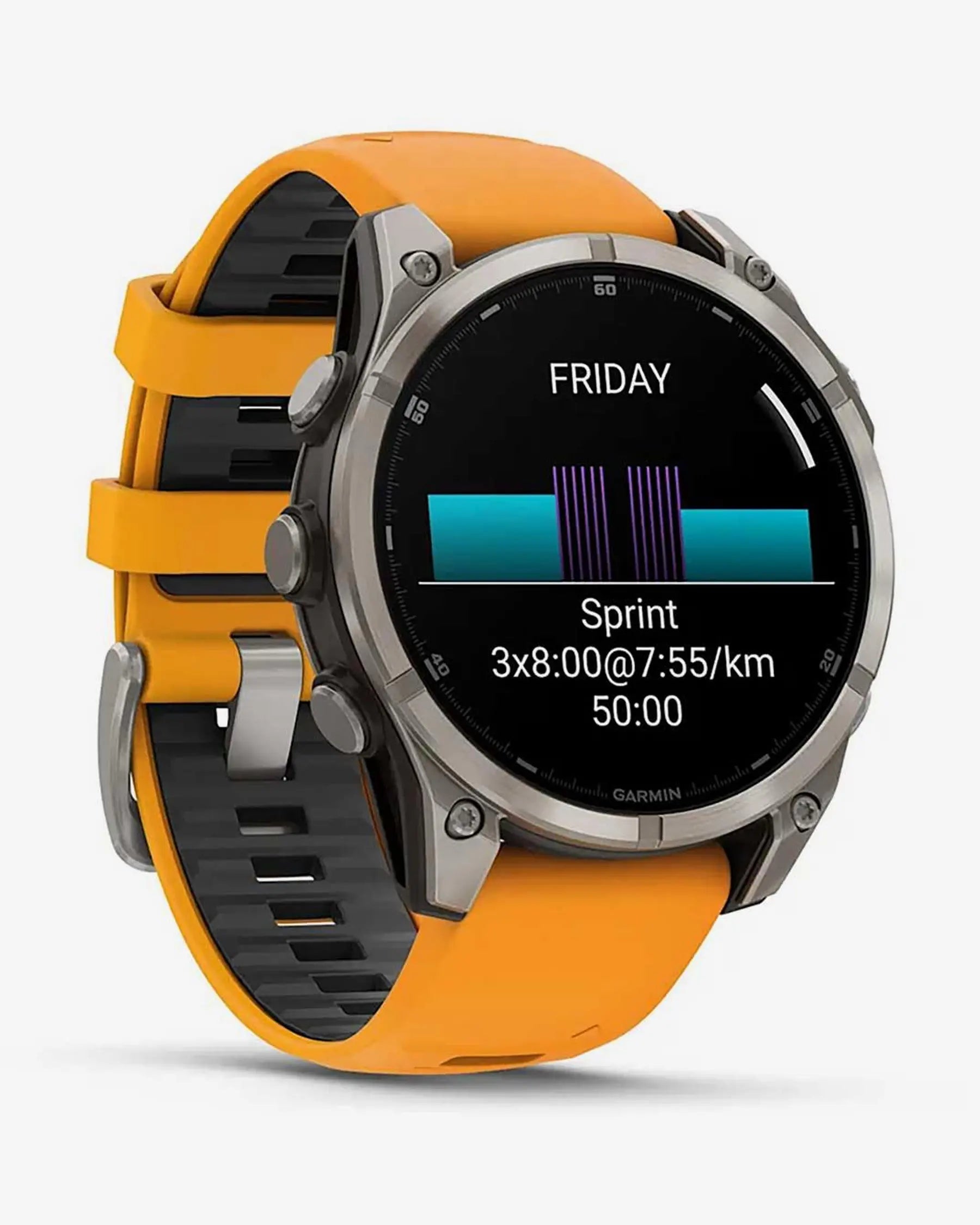 Garmin Fenix 8 AMOLED Saphir 47 mm Titan Silber Orange Armband