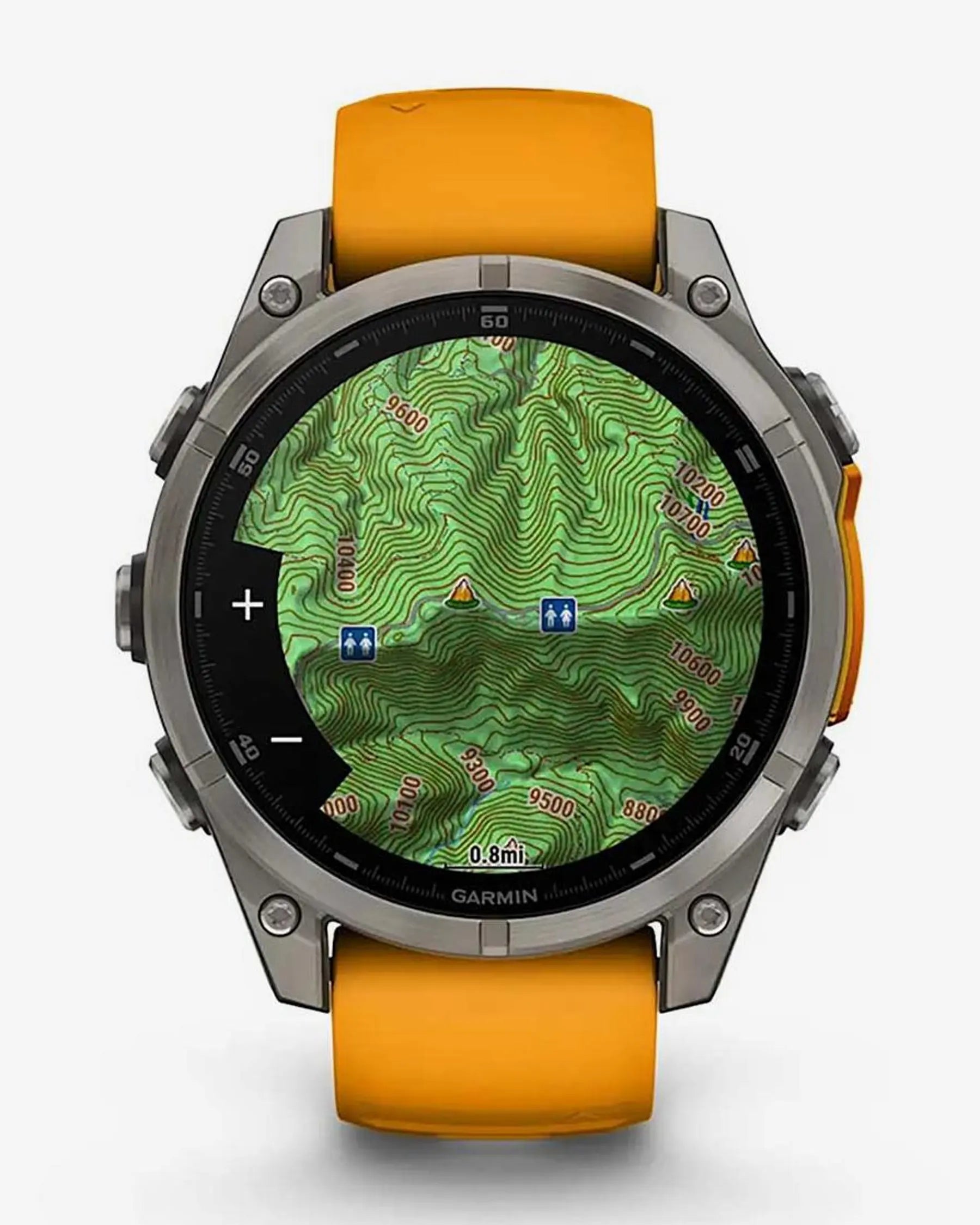 Garmin Fenix 8 AMOLED Saphir 47 mm Titan Silber Orange Armband