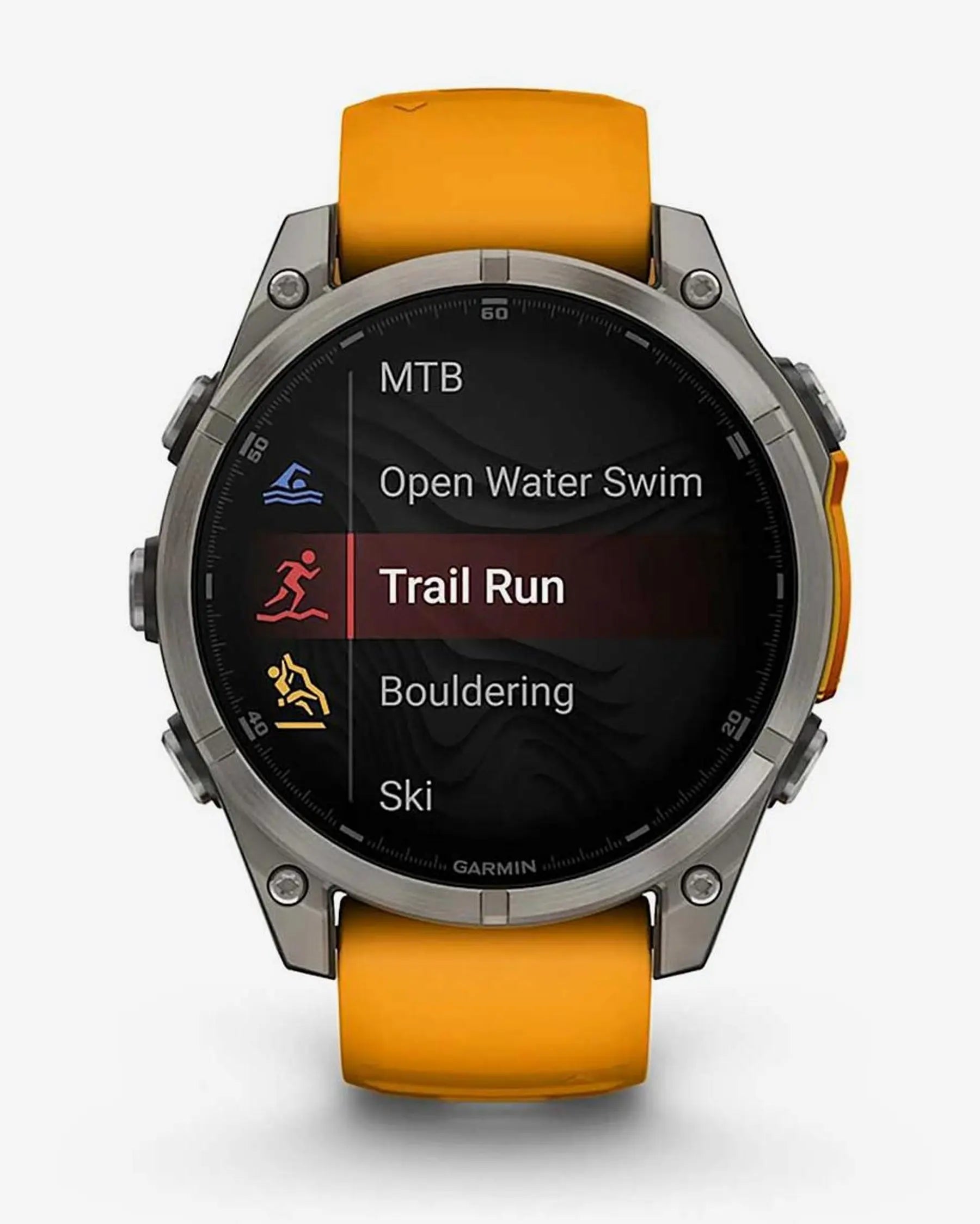 Garmin Fenix 8 AMOLED Saphir 47 mm Titan Silber Orange Armband