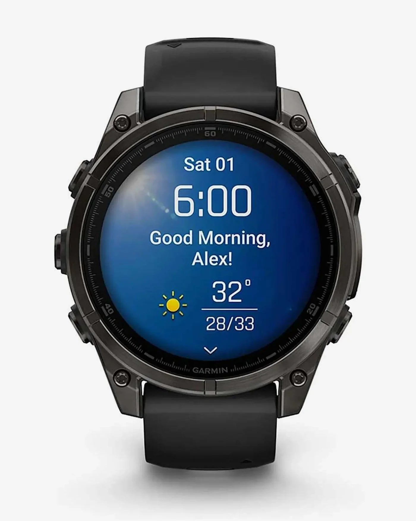 Garmin Fenix 8 AMOLED Saphir 47 mm Titan Carbon Grau Schwarzes Armband