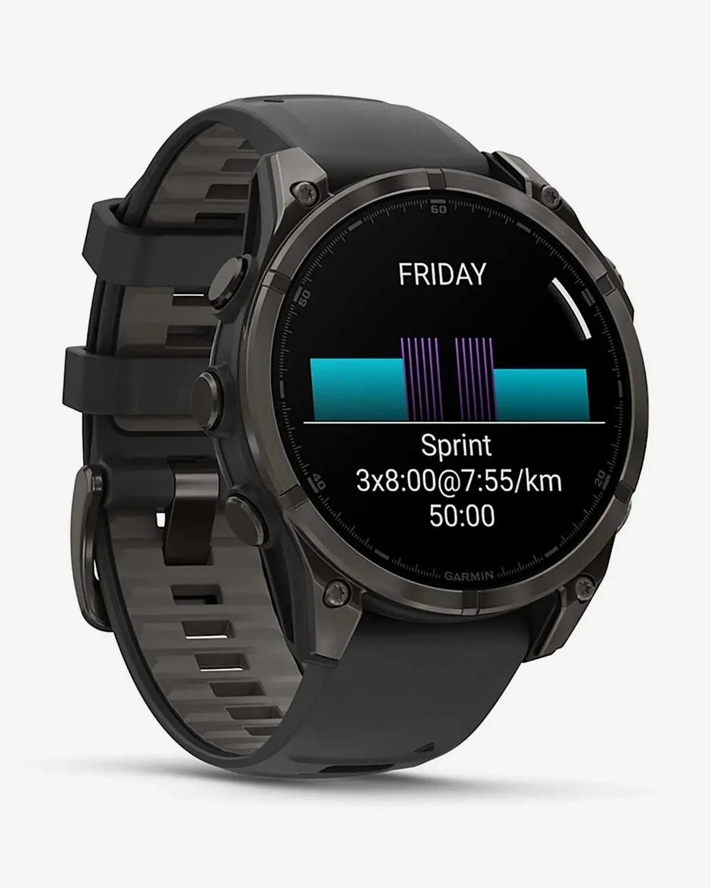 Garmin Fenix 8 AMOLED Saphir 47 mm Titan Carbon Grau Schwarzes Armband