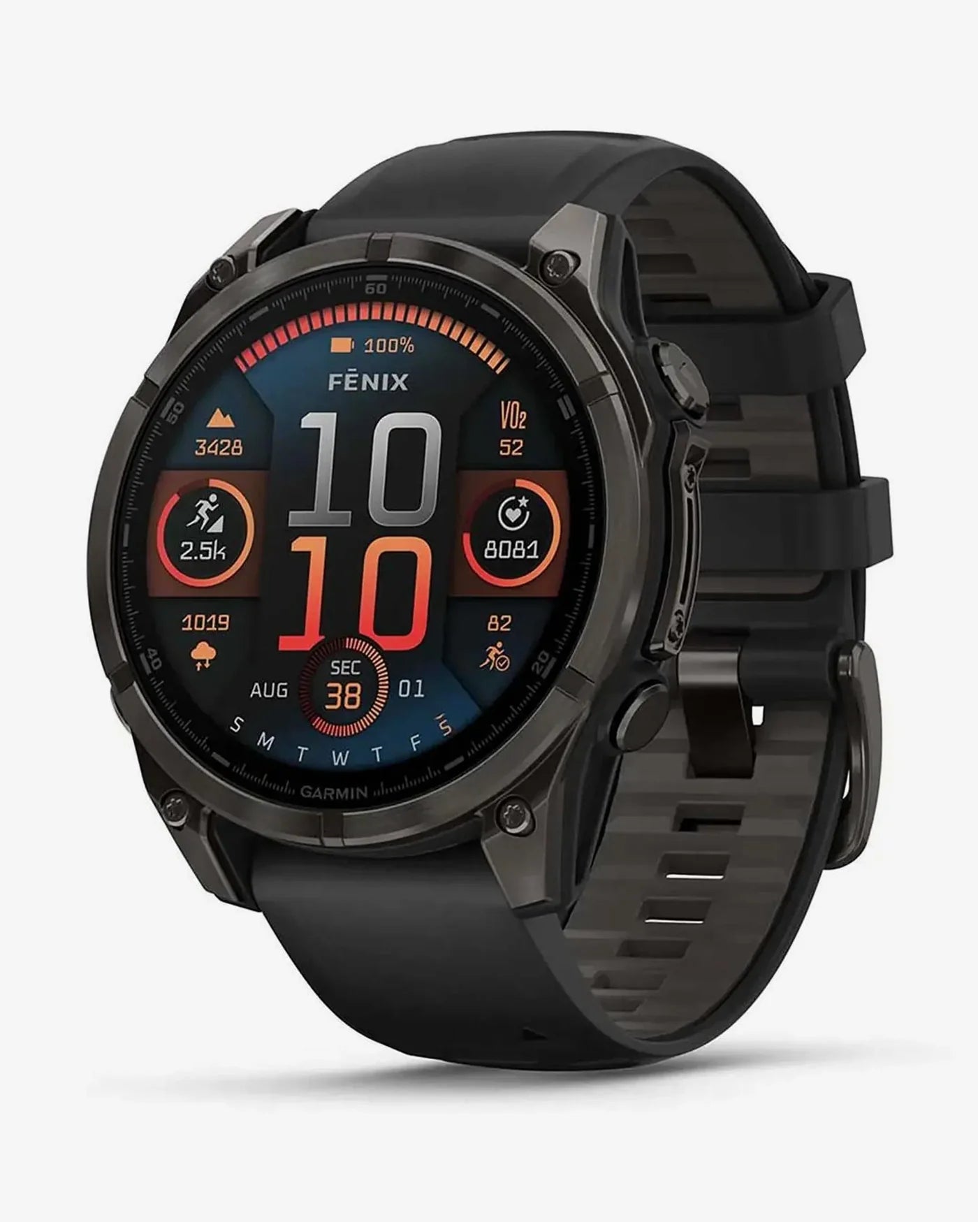 Garmin Fenix 8 AMOLED Saphir 47 mm Titan Carbon Grau Schwarzes Armband