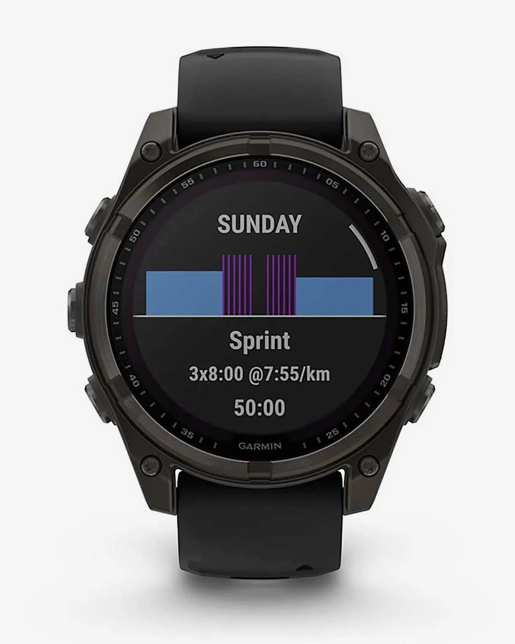 Garmin Fenix 8 Sapphire Solar 47 mm Titan Carbon Grau Schwarzes Armband