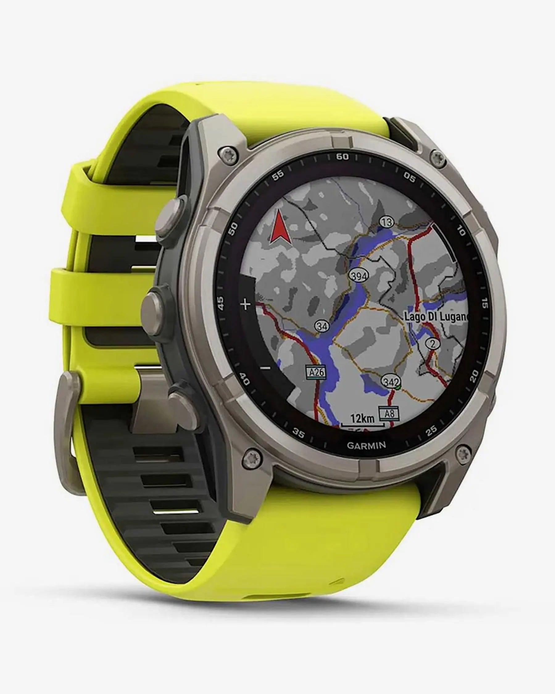 Garmin Fenix 8 Sapphire Solar 51 mm, Titangrau mit gelbem Armband