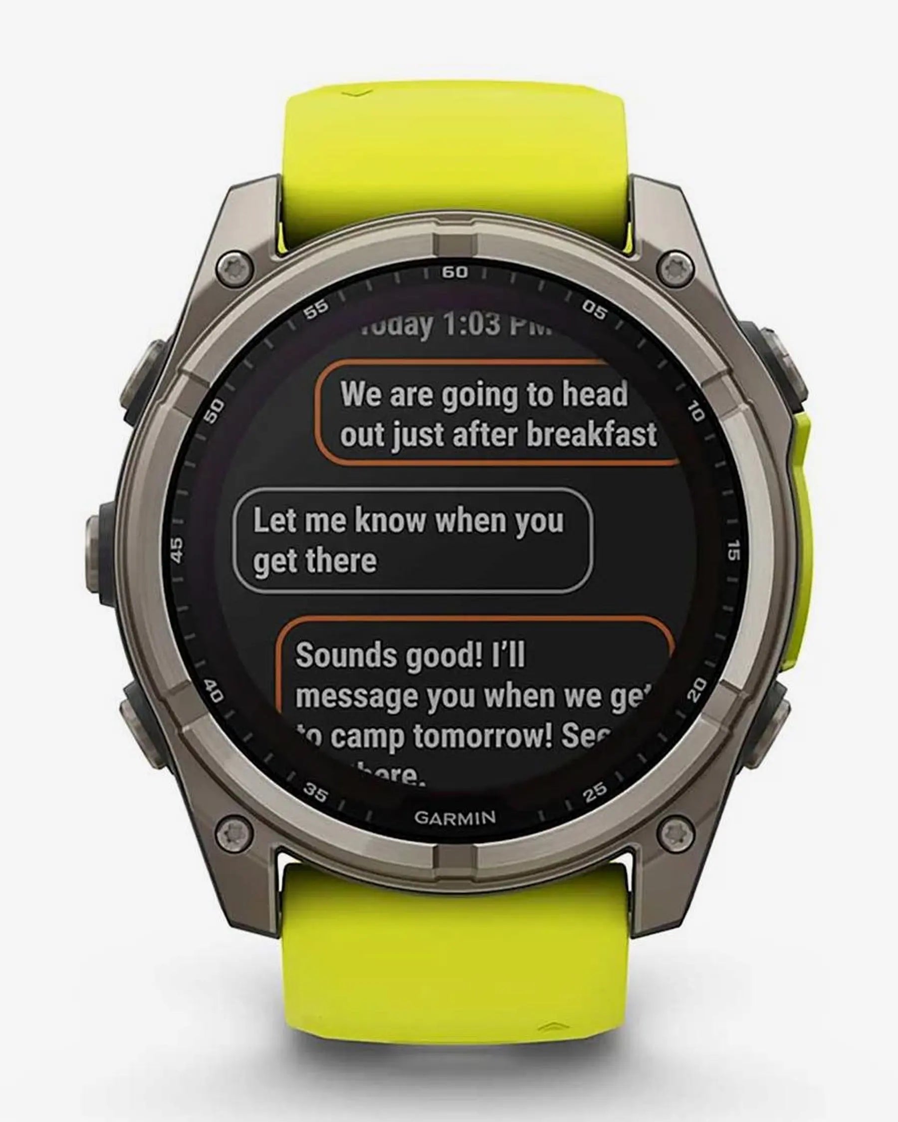 Garmin Fenix 8 Sapphire Solar 51 mm, Titangrau mit gelbem Armband