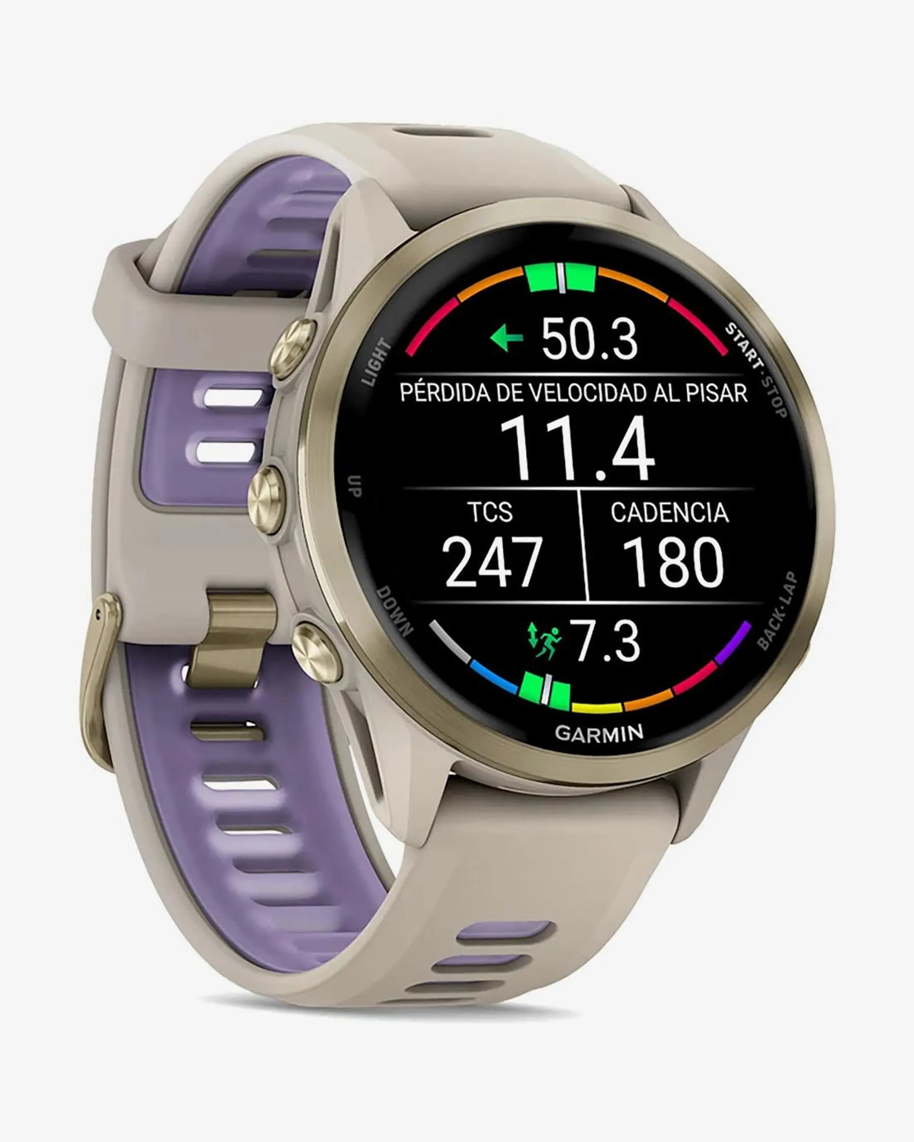 Garmin Forerunner 970 (Grau) mit grau-lila Armband