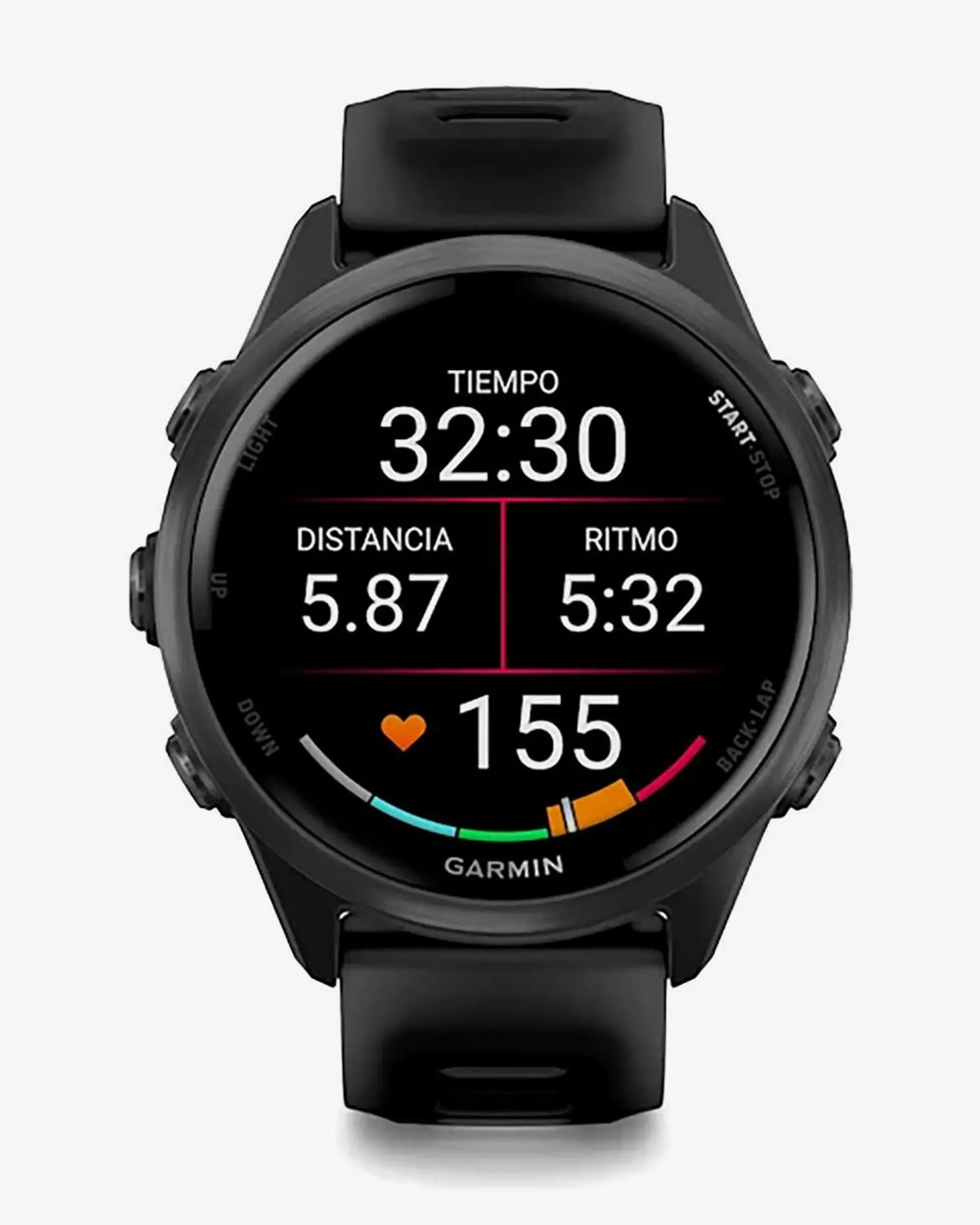 Die Garmin Forerunner 570 – 42 mm Dunkelgrau mit schwarzem Armband