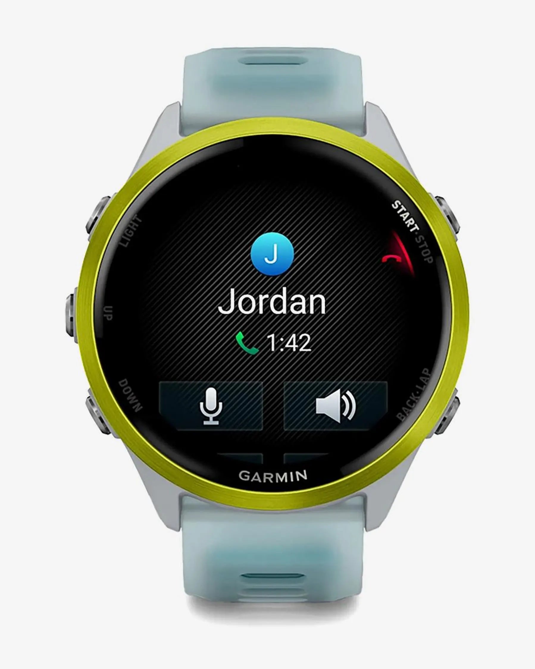 Garmin Forerunner 570 – 47 mm Gelb mit blau-weißem Armband