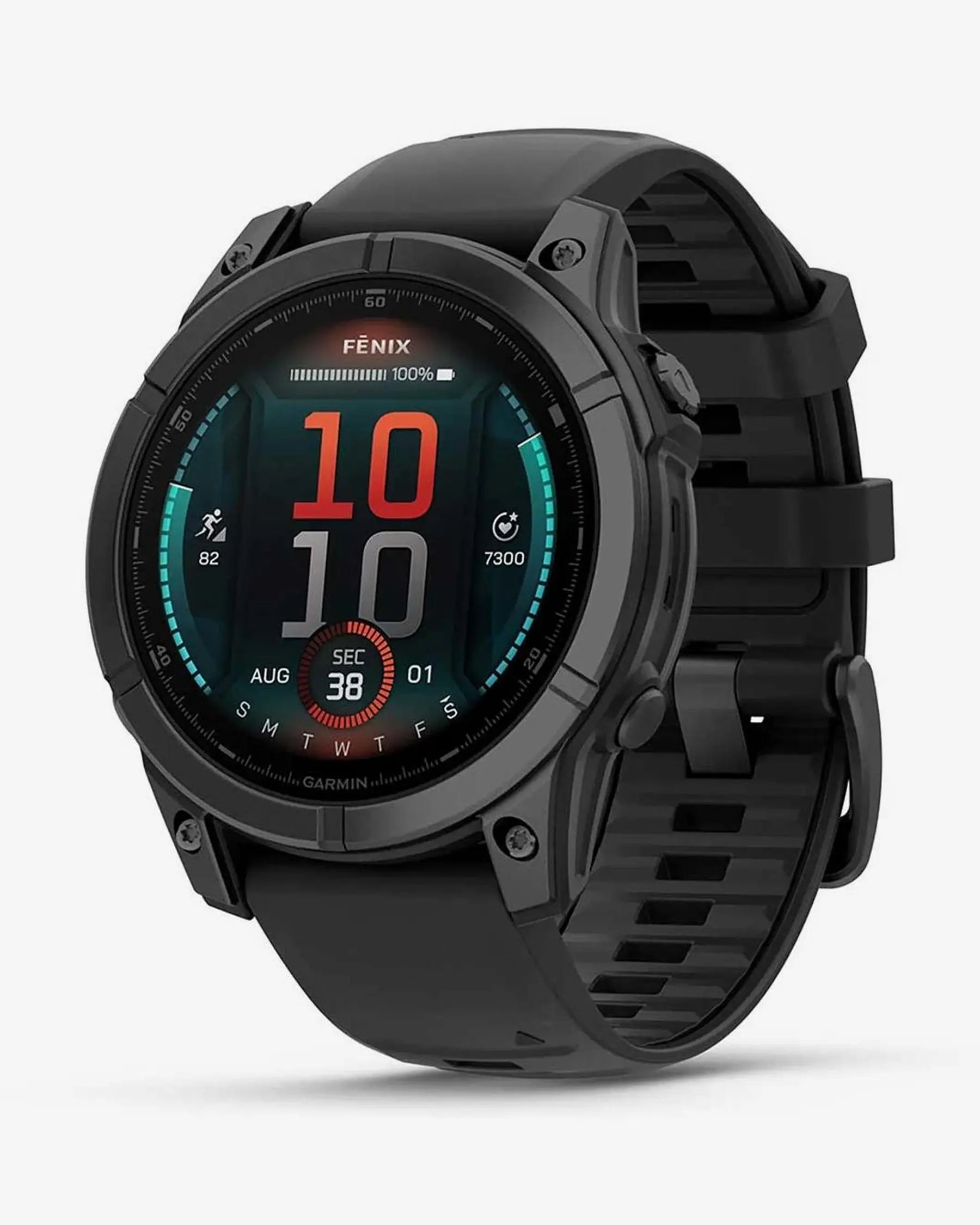 Garmin Fenix E, Edelstahl, 47 mm, Schiefergrau, schwarzes Armband